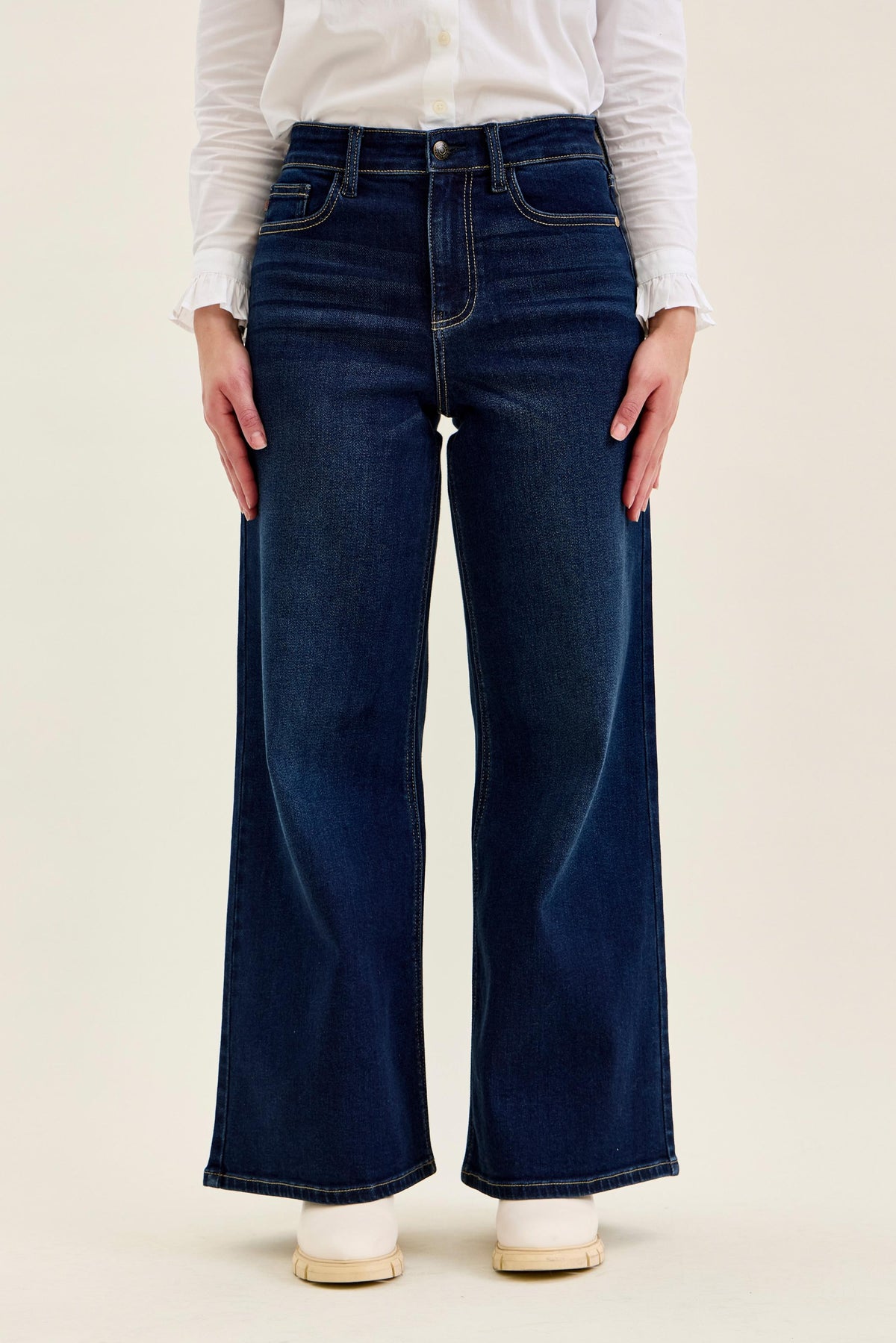 Judy Blue High Waist Lux Retro Wide Dark Twilight Blue Wash, PETITE, Inseam 30"