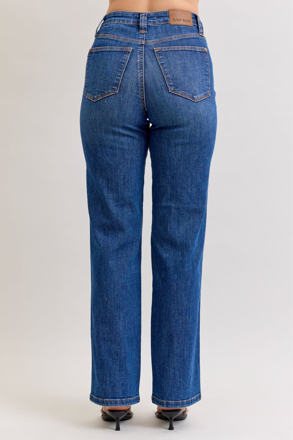 Judy Blue High Waist Dark Wash Straight Jeans with Tummy Control – Inseam 32"