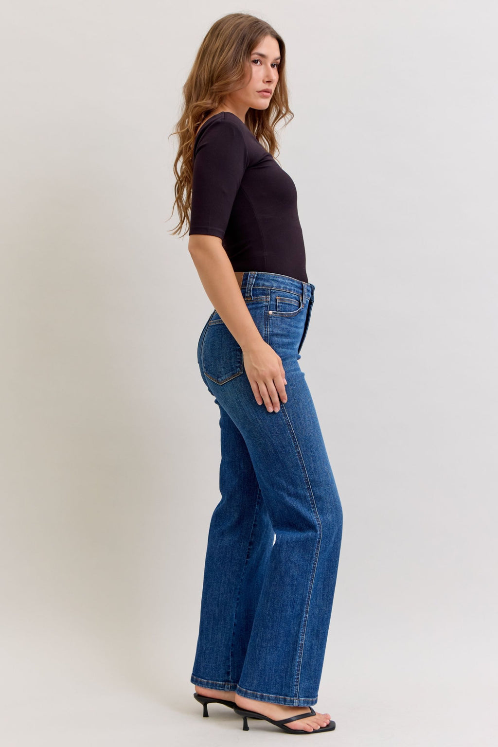 Judy Blue High Waist Dark Wash Straight Jeans with Tummy Control – Inseam 32"