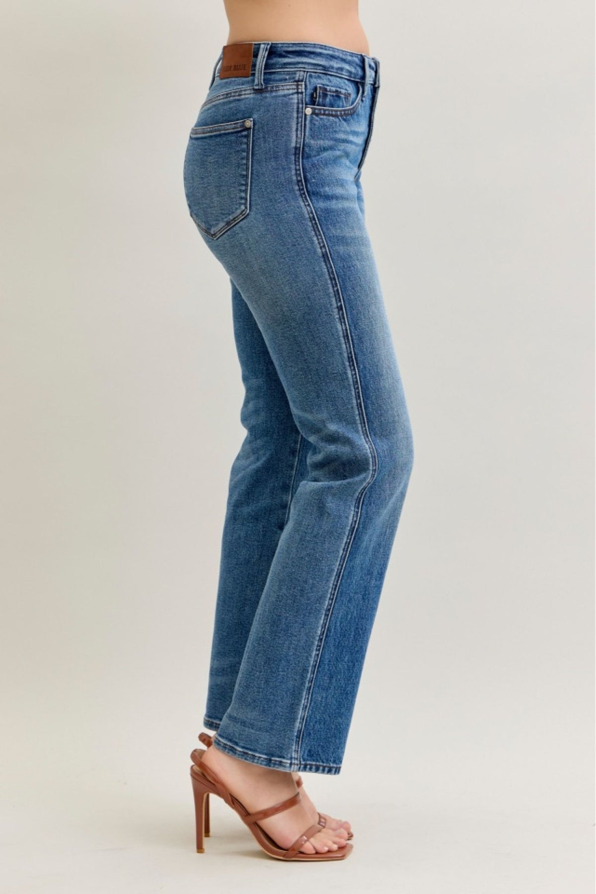 Judy Blue Mid Rise Slim Straight Rigid Magic Button-Fly, Inseam 30"