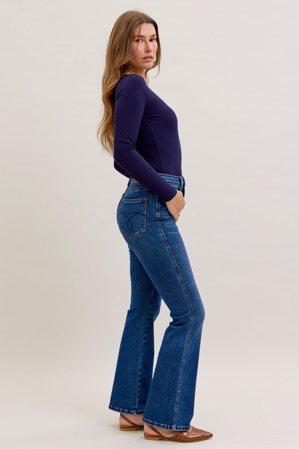 Judy Blue High Waist Dark Wash Tummy Control Bootcut, Short Inseam 30"
