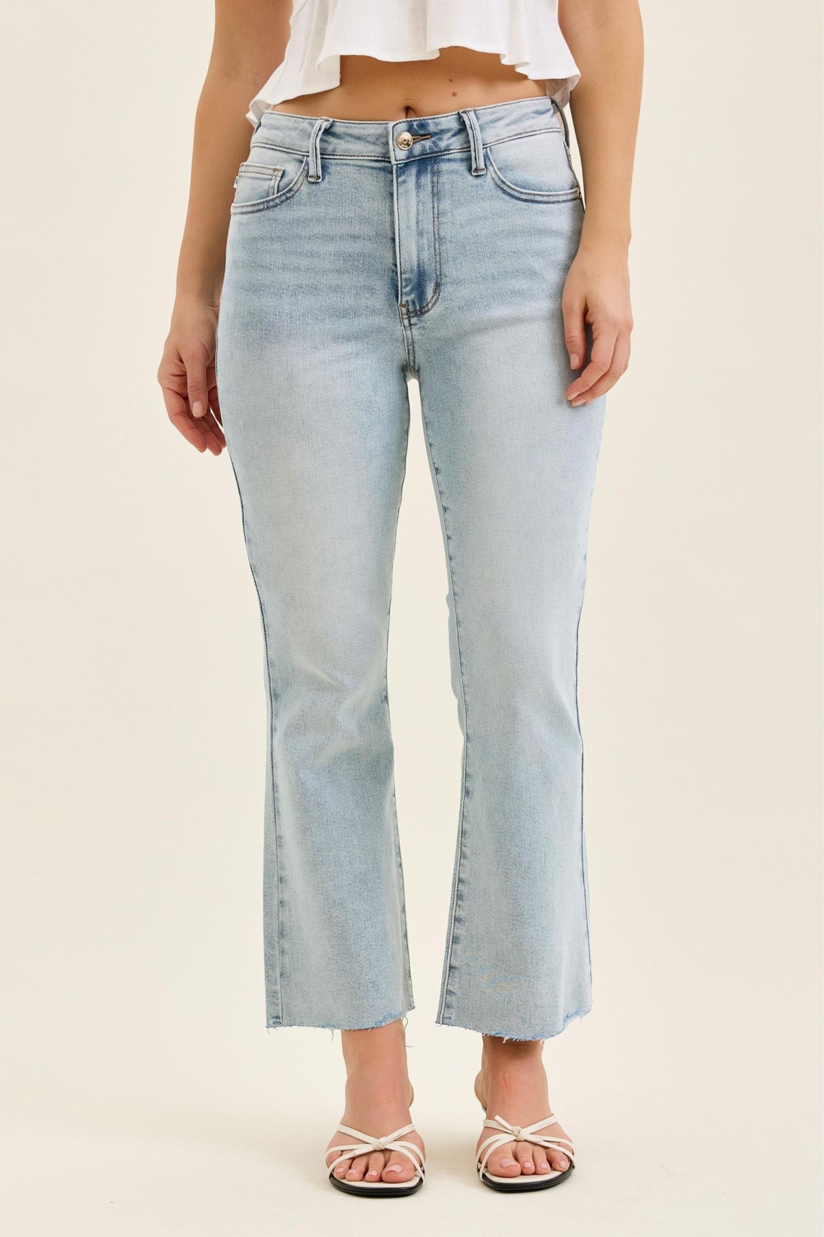 Judy Blue Mid Rise Light Wash Kick Flare, Inseam 27"