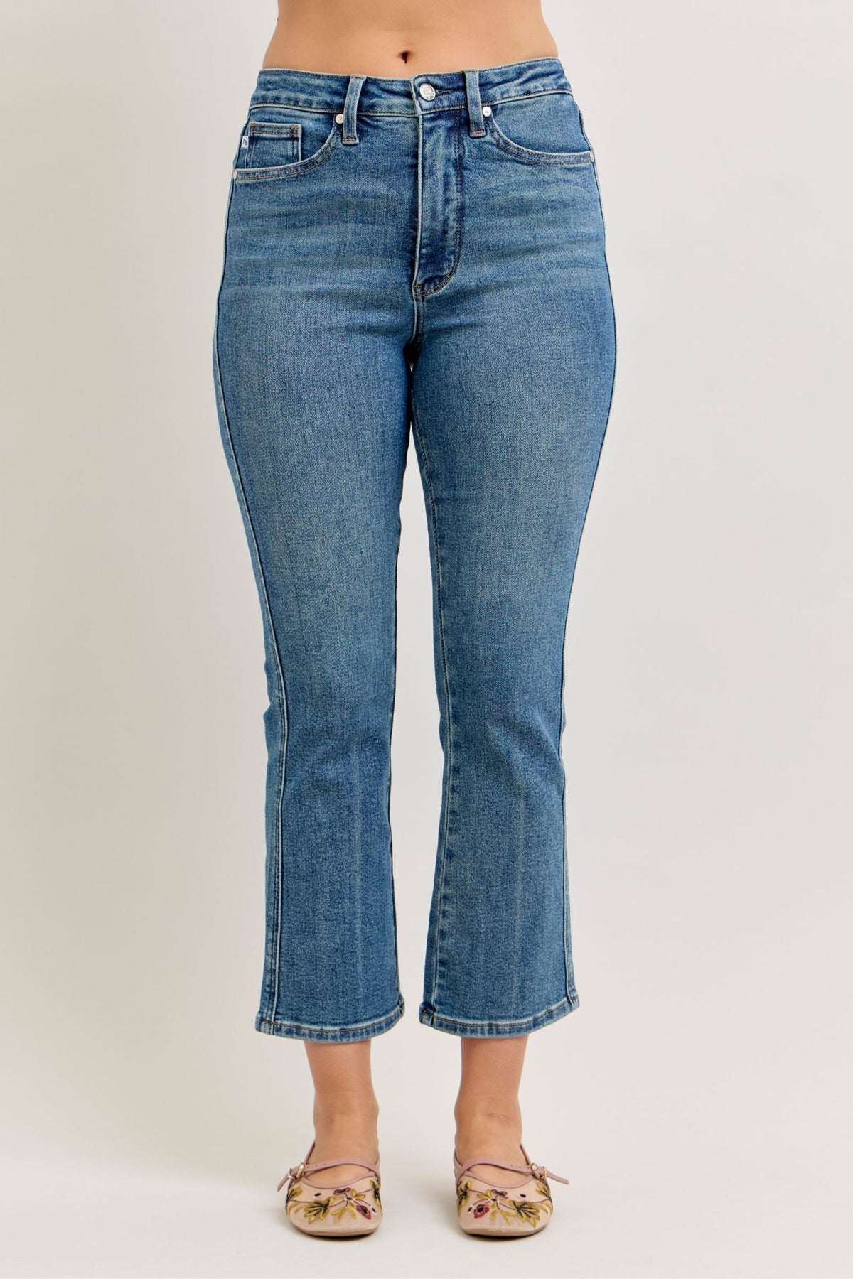 Judy Blue High Vintage Medium Wash Kick Flare, Inseam 27"