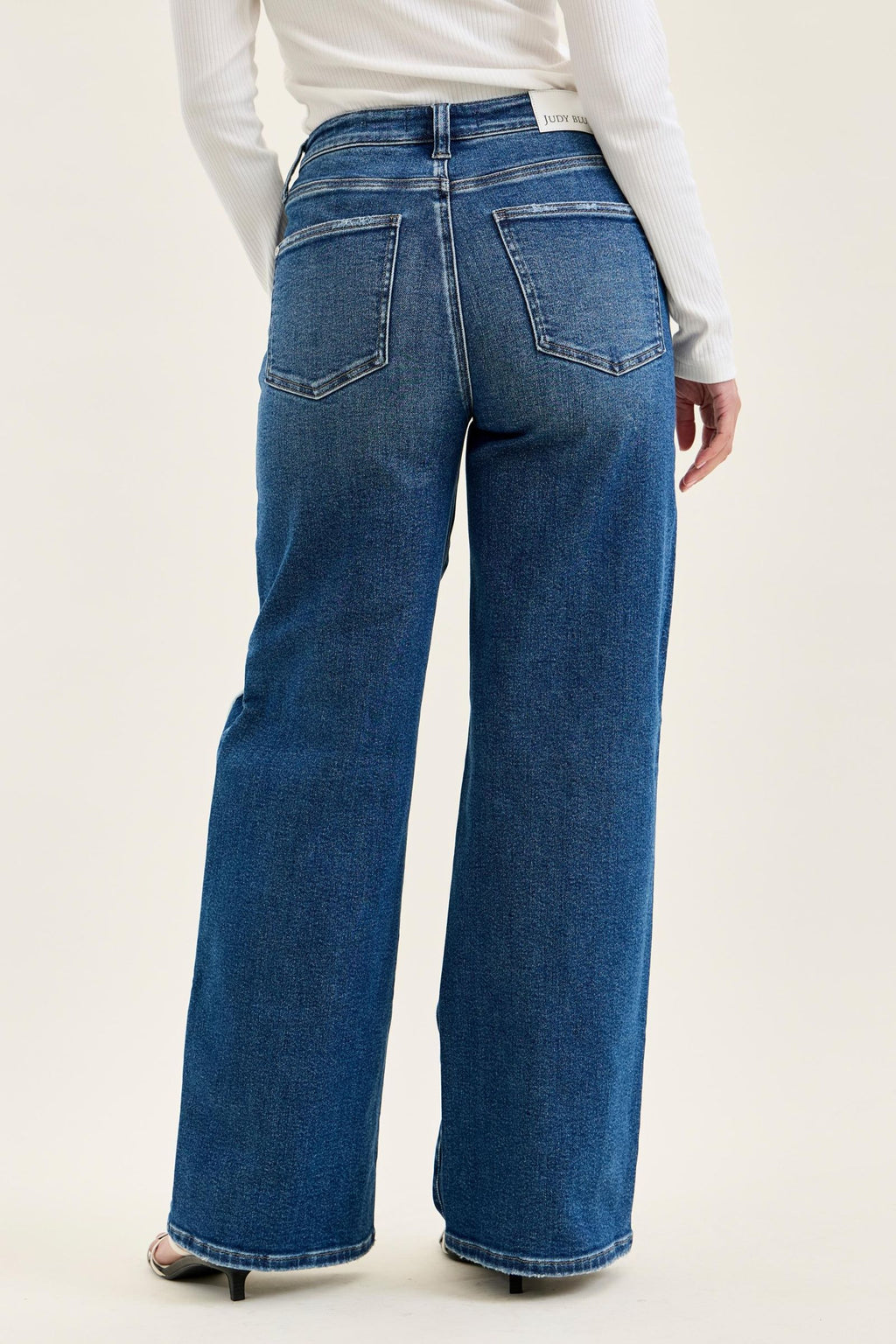 Judy Blue High Waist Rigid Magic Column Straight Destructed with Adjustable Waistband Tabs, Inseam 33"