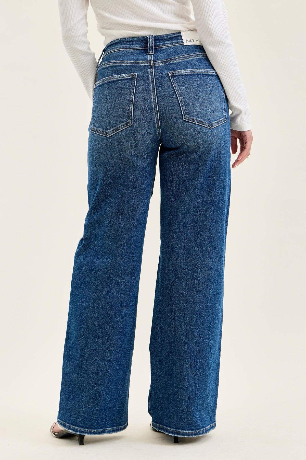Judy Blue High Waist Rigid Magic Column Straight Destructed with Adjustable Waistband Tabs, Inseam 33"