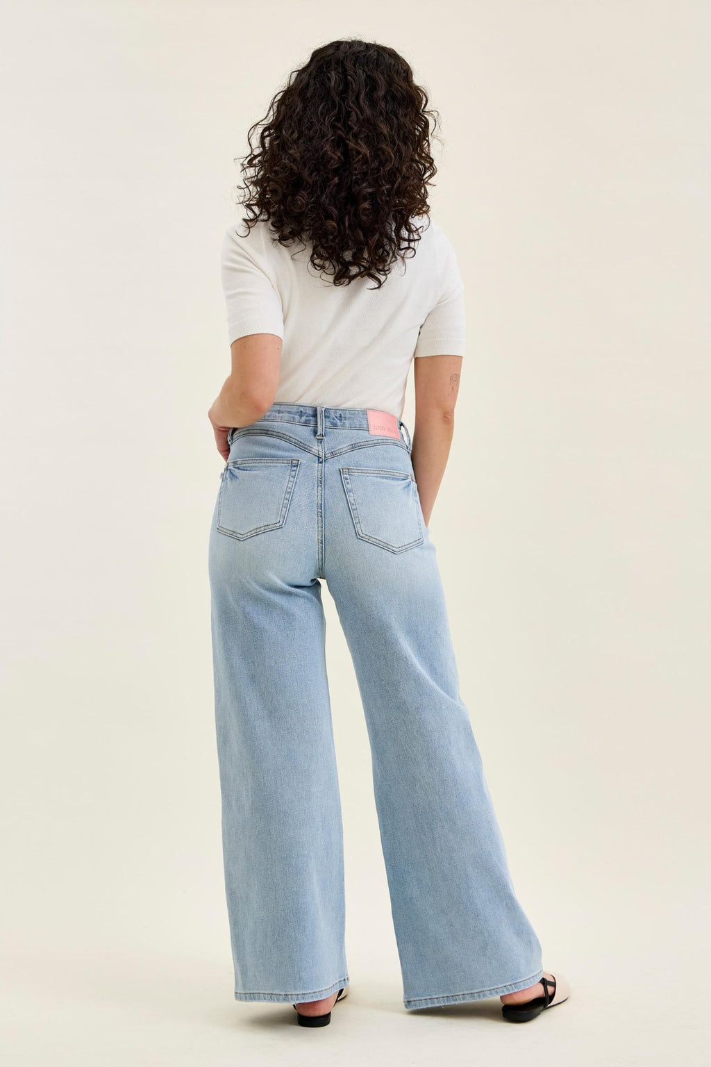 Judy Blue High Waist Tummy Control Light Wash Retro Wide - Petite 30"