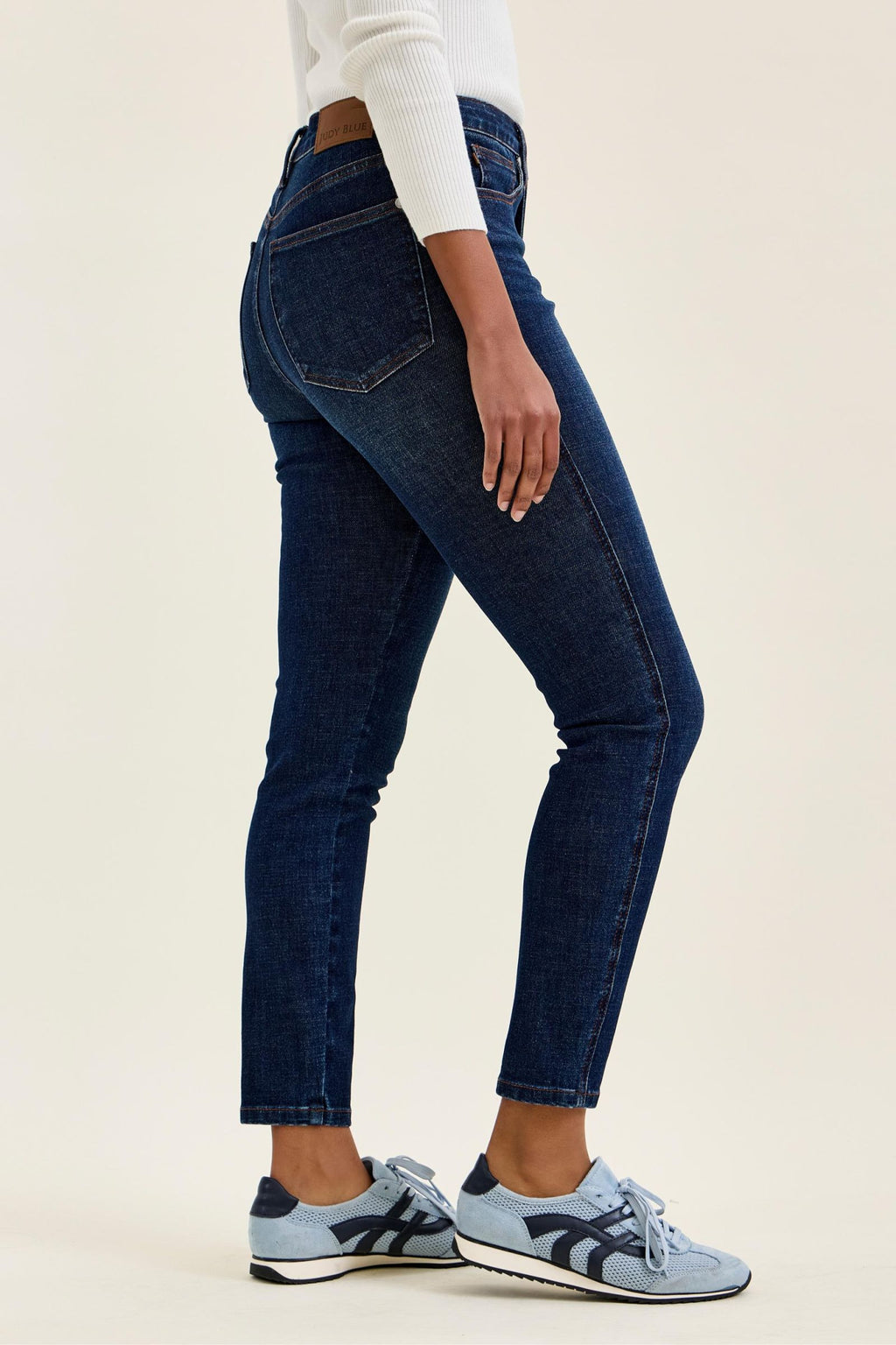 Judy Blue High Waist Tummy Control Sienna Skinny Jeans with Bandana Loop in Rustic Indigo Wash