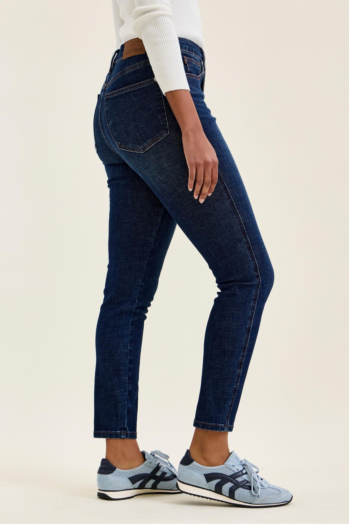 Judy Blue High Waist Tummy Control Sienna Skinny Jeans with Bandana Loop in Rustic Indigo Wash