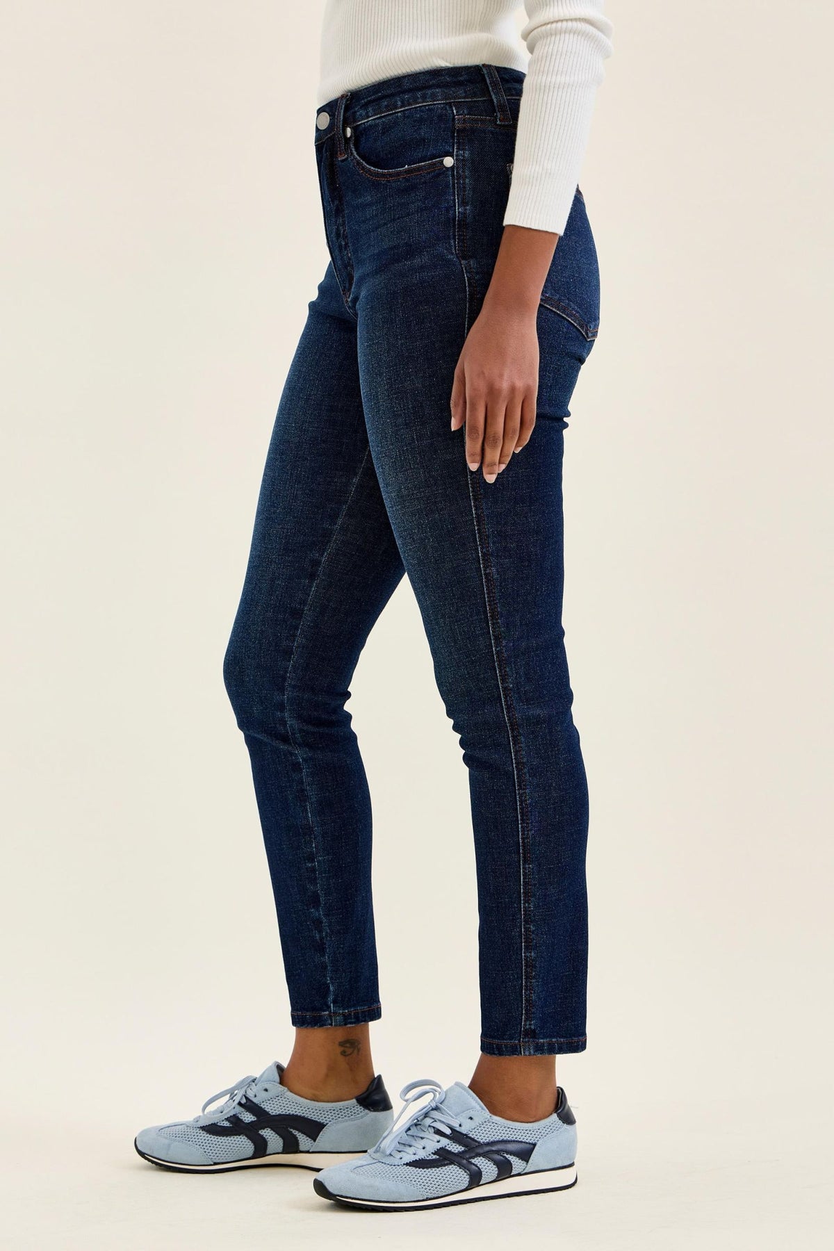 Judy Blue High Waist Tummy Control Sienna Skinny Jeans with Bandana Loop in Rustic Indigo Wash