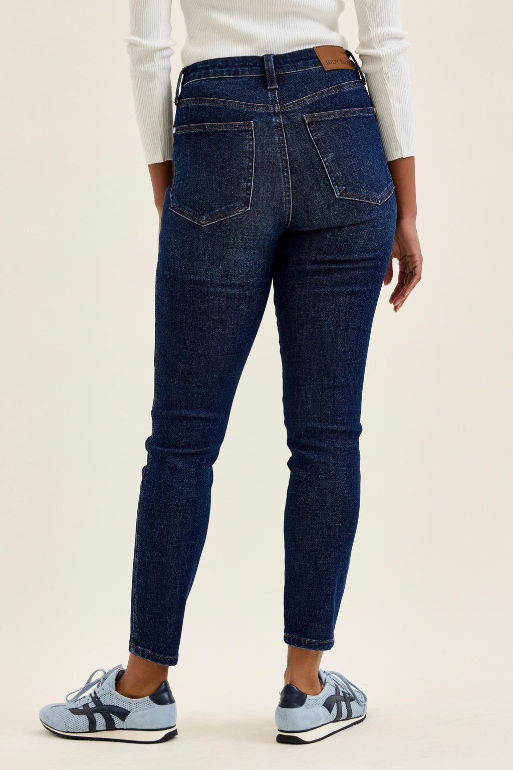 Judy Blue High Waist Tummy Control Sienna Skinny Jeans with Bandana Loop in Rustic Indigo Wash