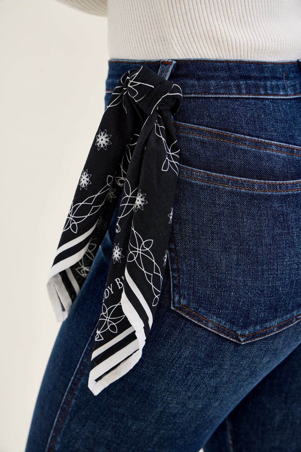 Judy Blue High Waist Tummy Control Sienna Skinny Jeans with Bandana Loop in Rustic Indigo Wash