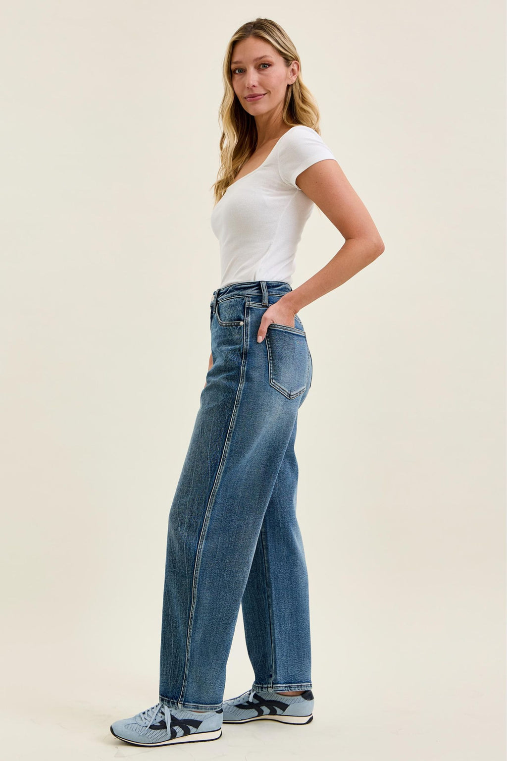 Judy Blue High Waist Rigid Magic Marlow Arc - Dark Time Weathered Indigo, Inseam 30"