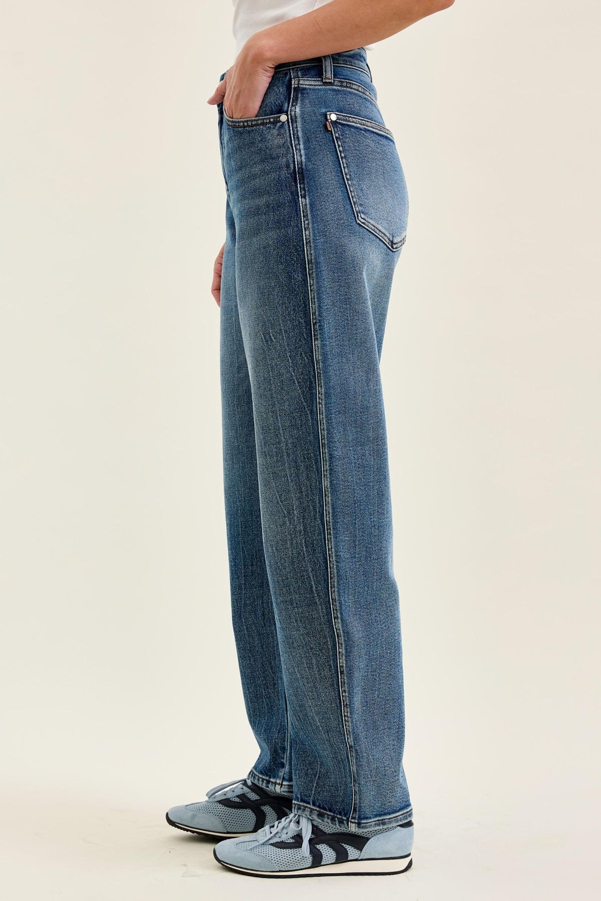 Judy Blue High Waist Rigid Magic Marlow Arc - Dark Time Weathered Indigo, Inseam 30"