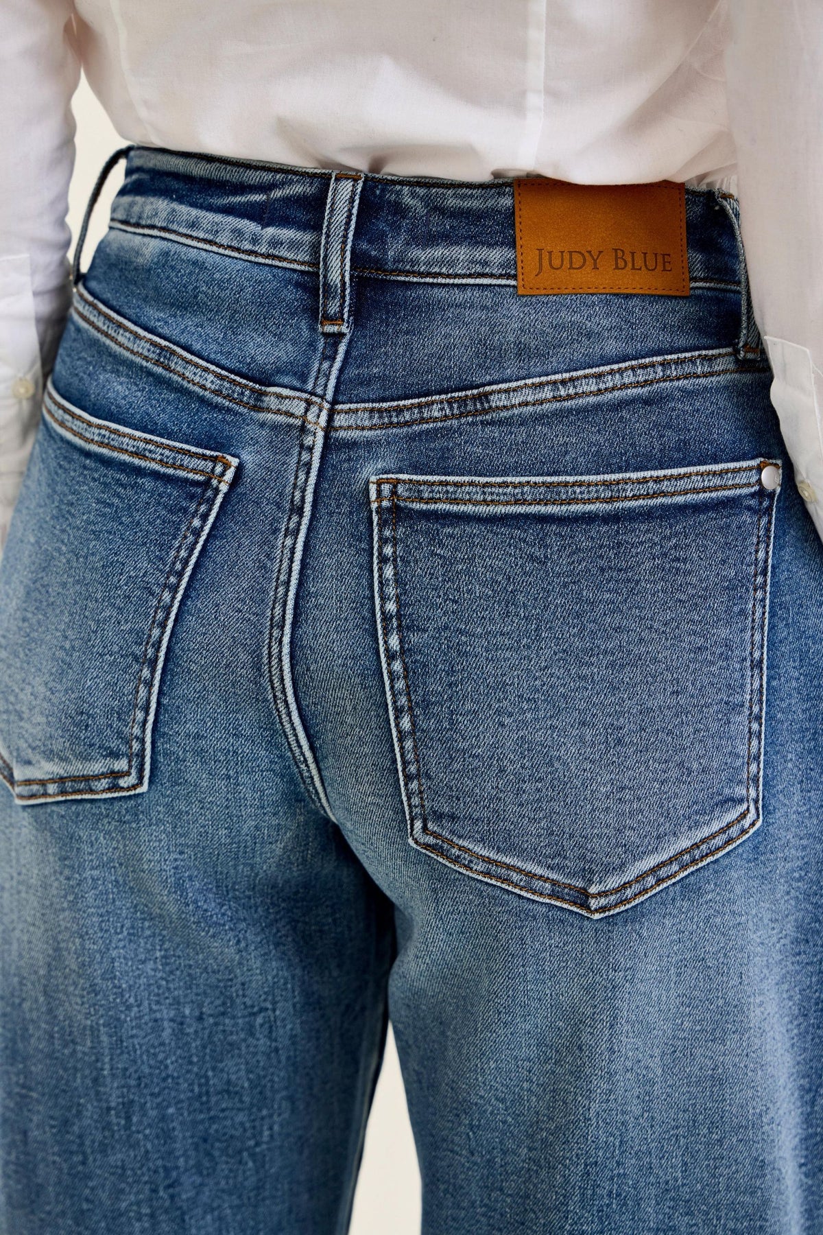 Judy Blue High Waist Rigid Magic Marlow Arc - PETITE Dark Time Weathered Indigo, Inseam 28"