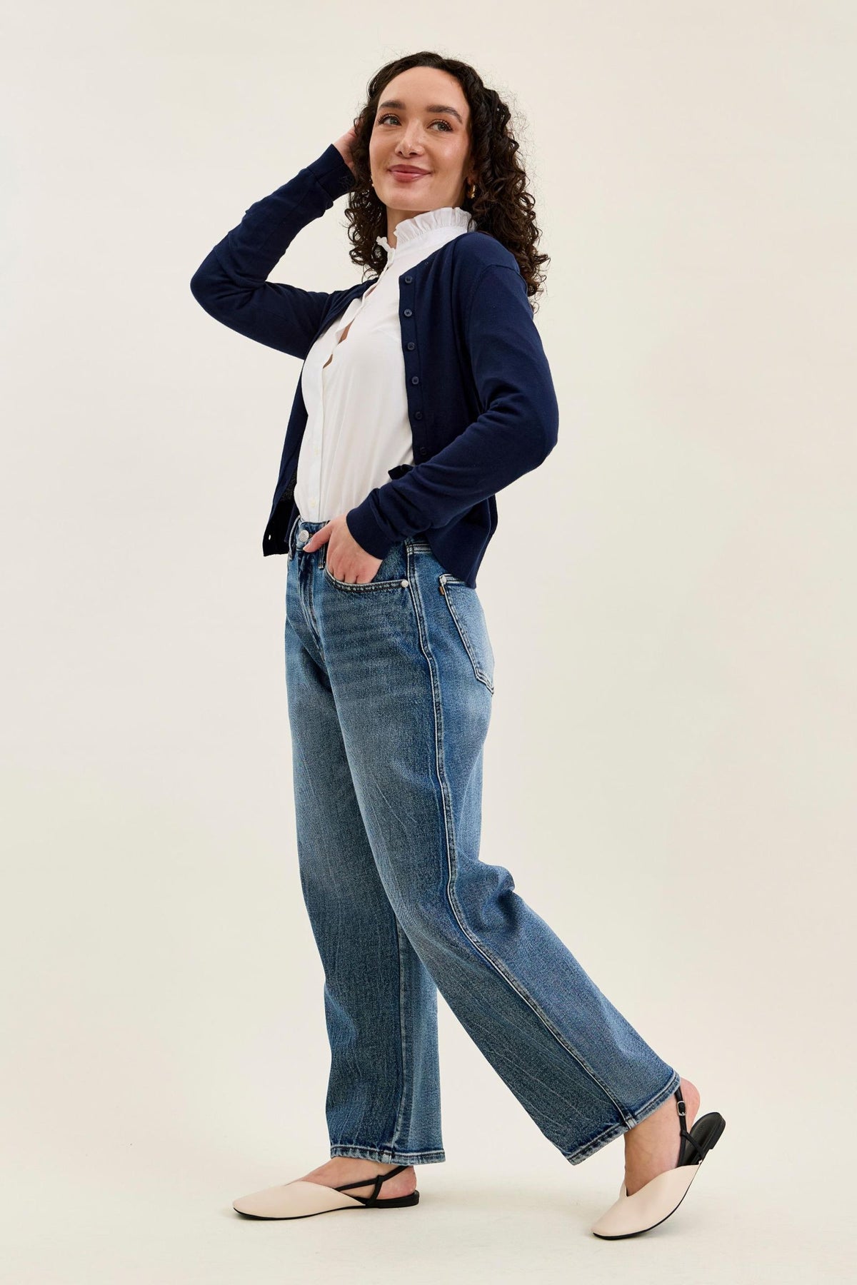 Judy Blue High Waist Rigid Magic Marlow Arc - PETITE Dark Time Weathered Indigo, Inseam 28"