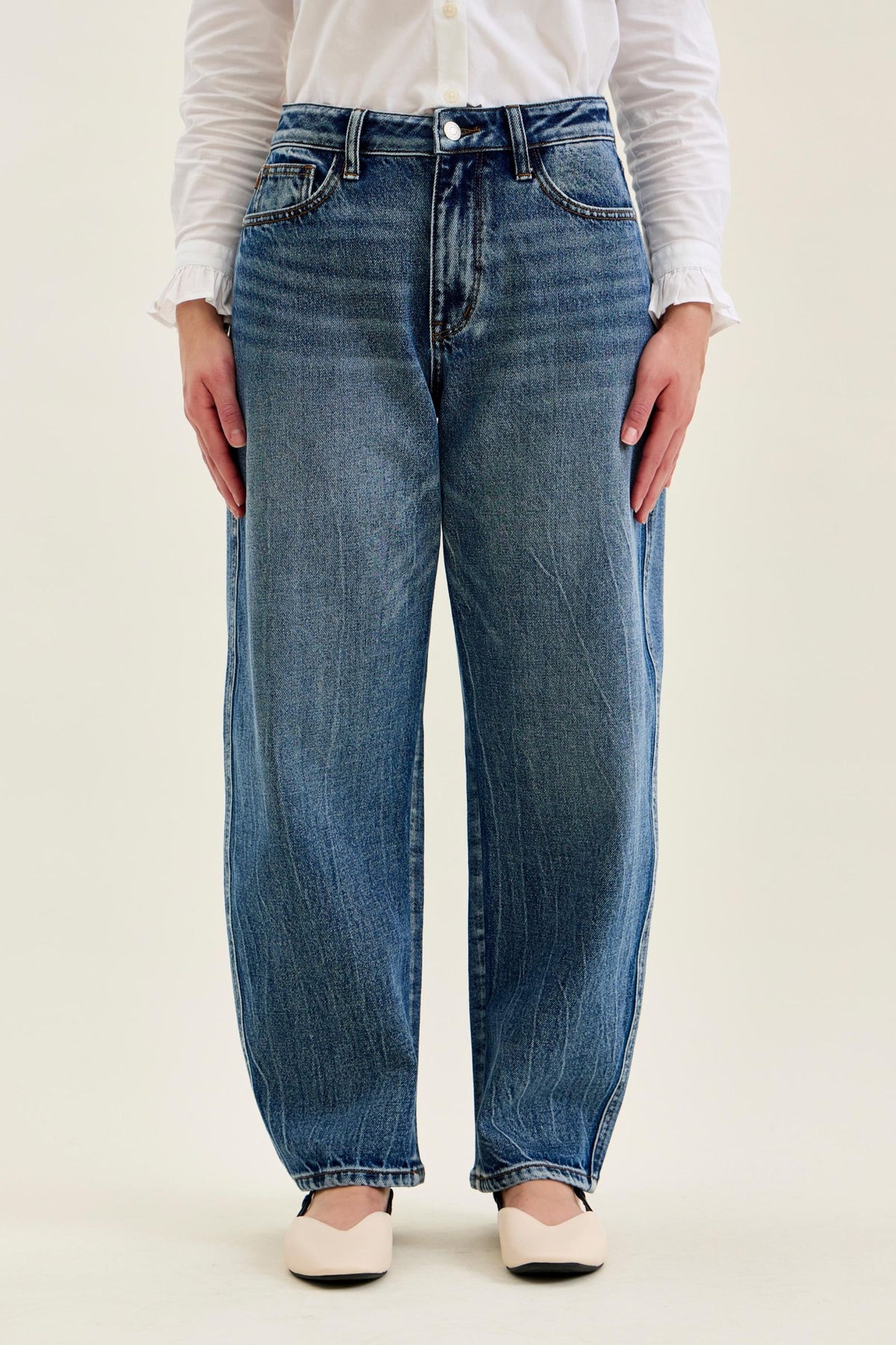 Judy Blue High Waist Rigid Magic Marlow Arc - PETITE Dark Time Weathered Indigo, Inseam 28"
