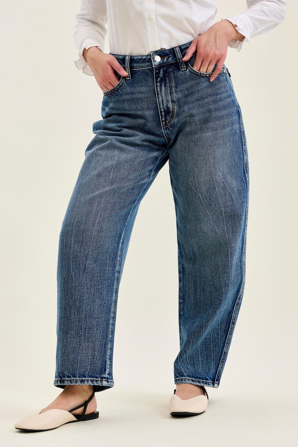 Judy Blue High Waist Rigid Magic Marlow Arc - PETITE Dark Time Weathered Indigo, Inseam 28"