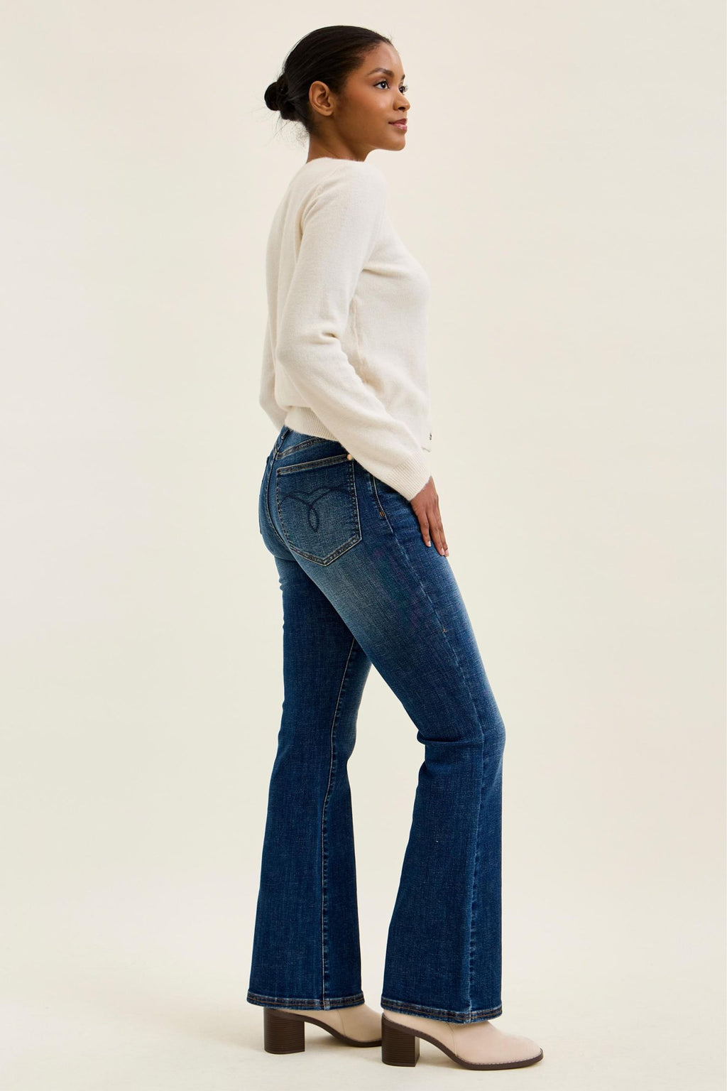 Judy Blue Mid Rise Daisy Bootcut with Brass Harness Trim - Inseam 32"