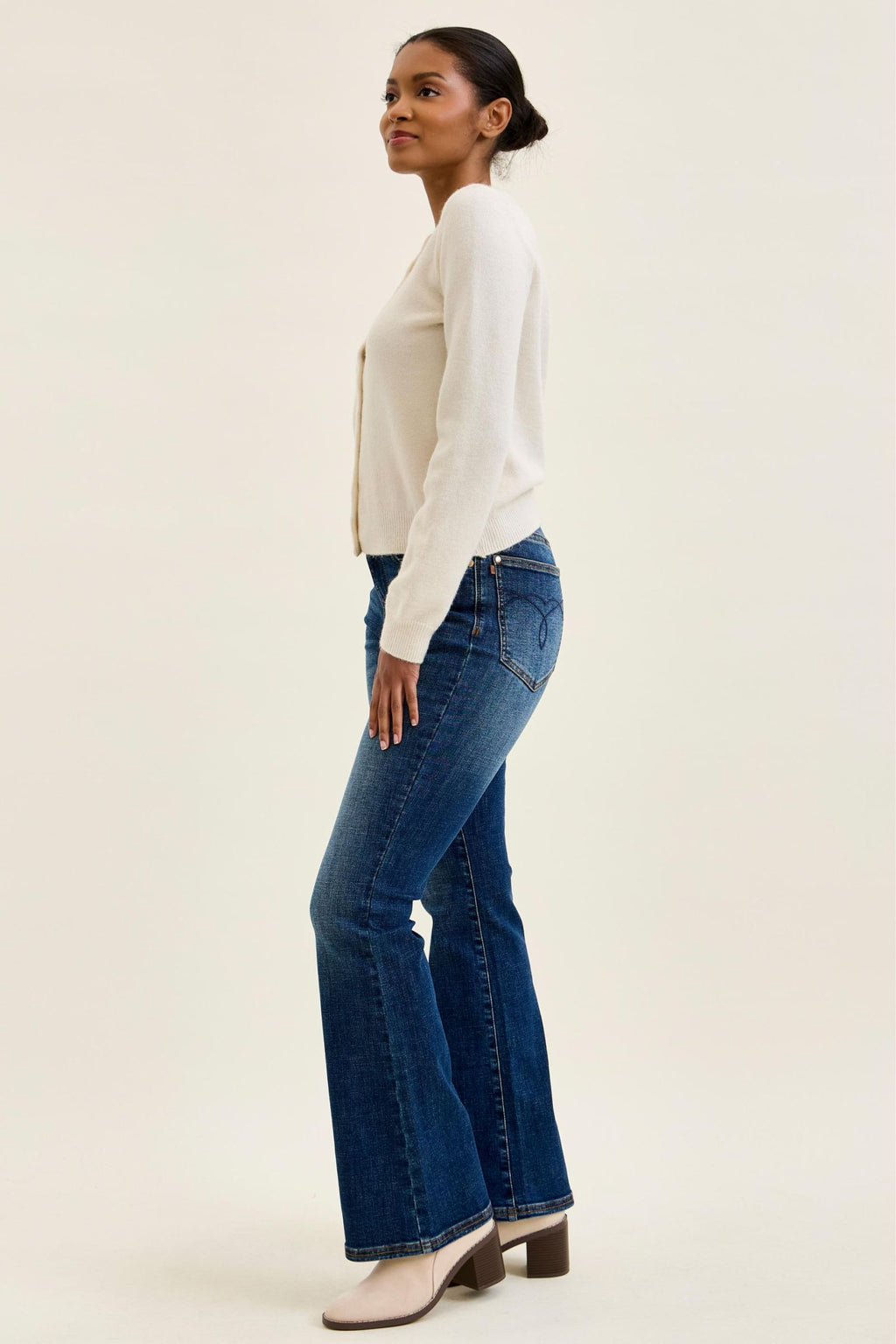 Judy Blue Mid Rise Daisy Bootcut with Brass Harness Trim - Inseam 32"