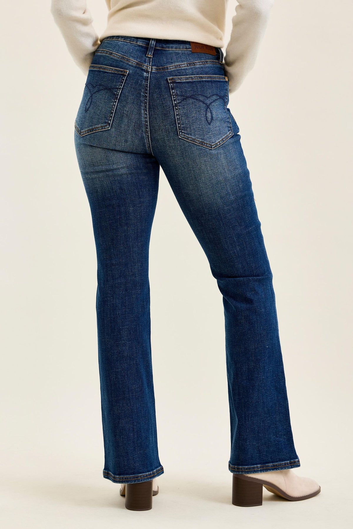 Judy Blue Mid Rise Daisy Bootcut with Brass Harness Trim - Inseam 32"