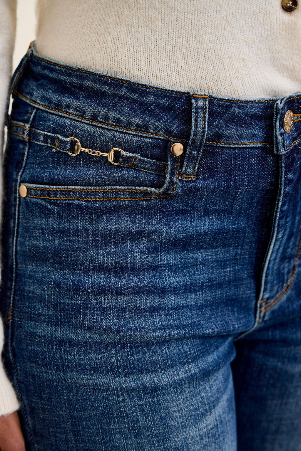 Judy Blue Mid Rise Daisy Bootcut with Brass Harness Trim - Inseam 32"