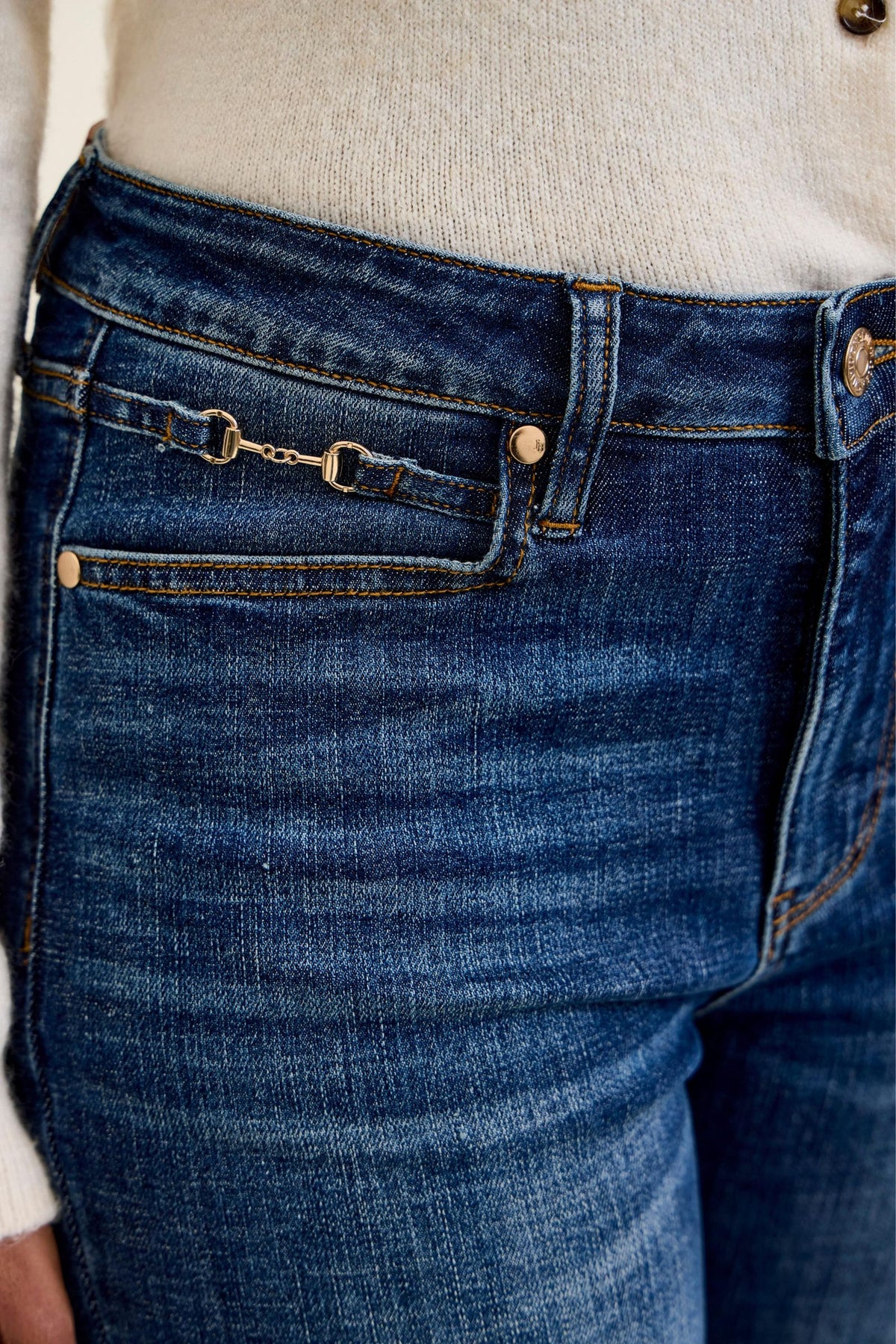 Judy Blue Mid Rise Daisy Bootcut with Brass Harness Trim - Inseam 32"