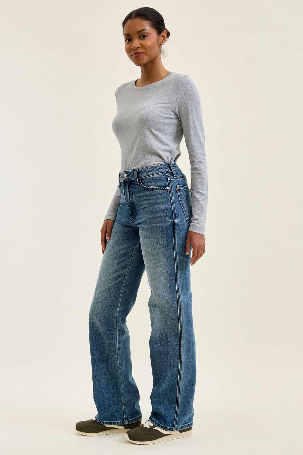 Judy Blue High Waist Rigid Magic Straight Leg Jeans – Everyday Indigo, Inseam 30"