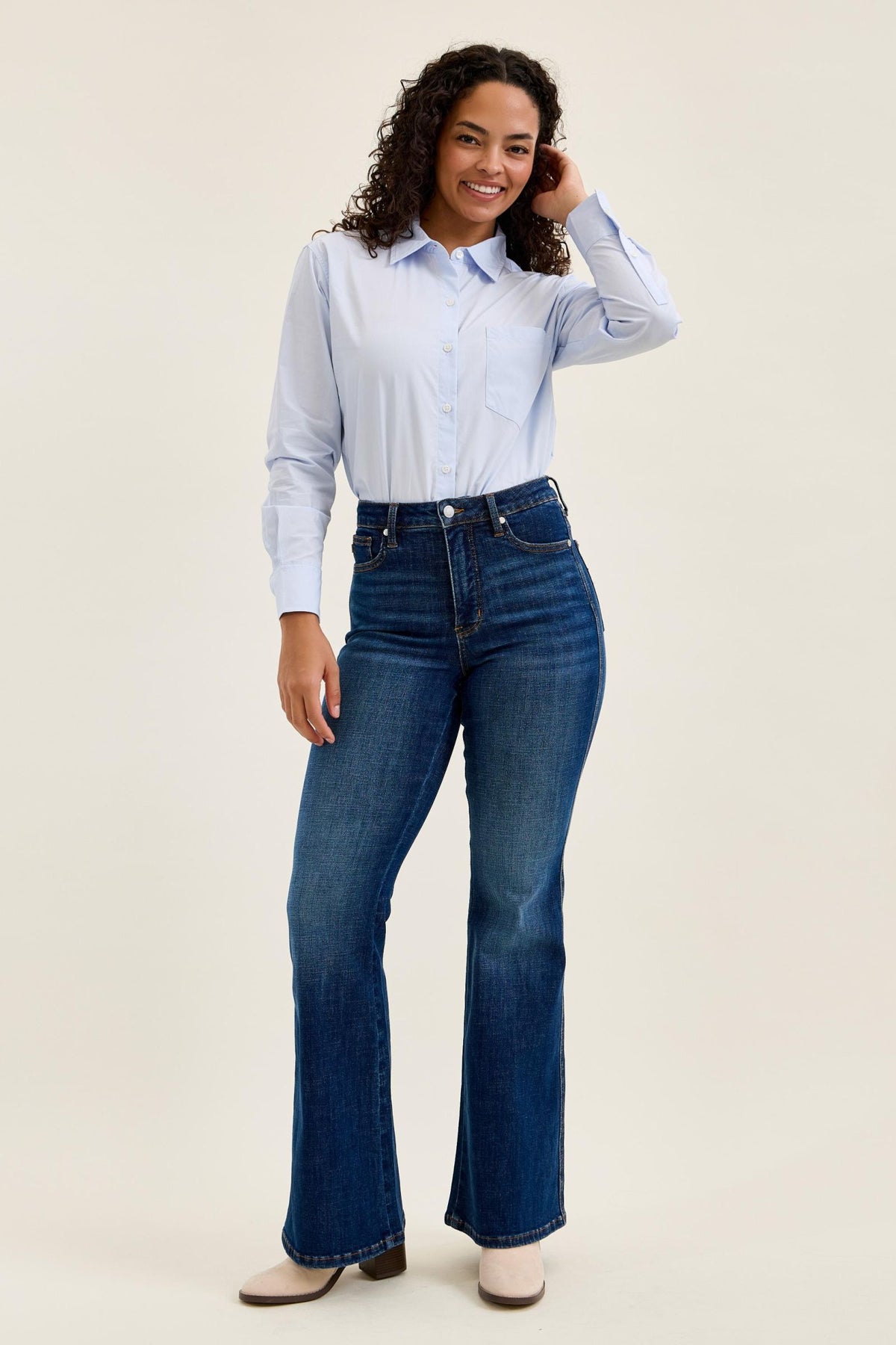 Judy Blue High Waist Tummy Control Charlotte Flare - Modern Dark Indigo 33" Inseam