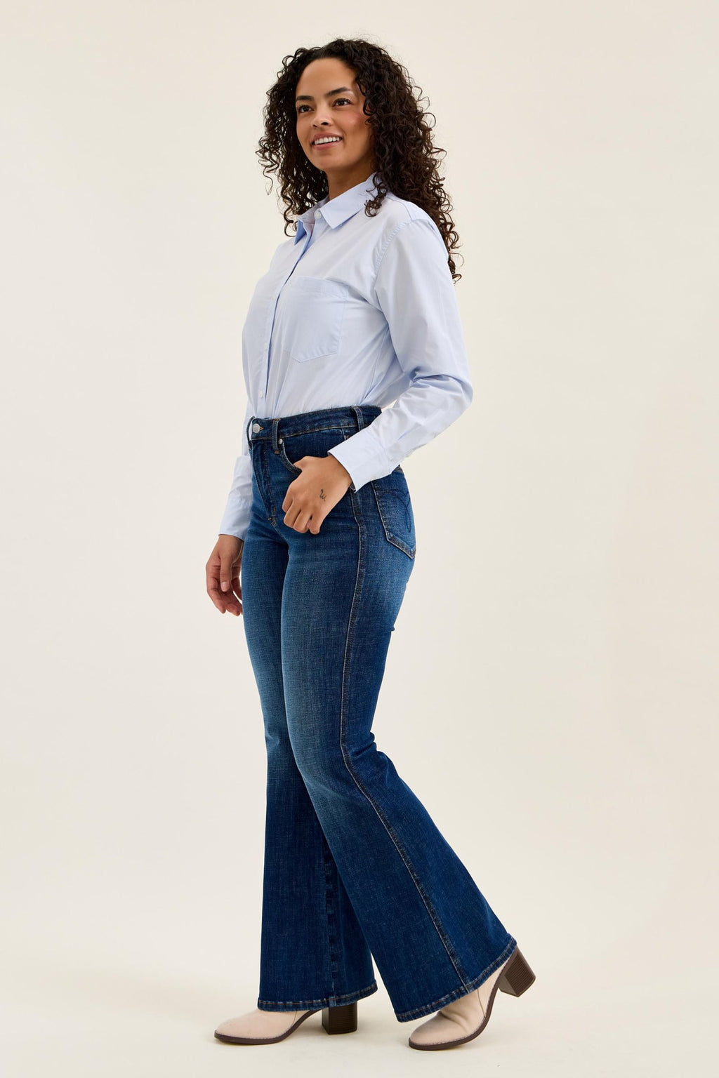 Judy Blue High Waist Tummy Control Charlotte Flare - Modern Dark Indigo 33" Inseam