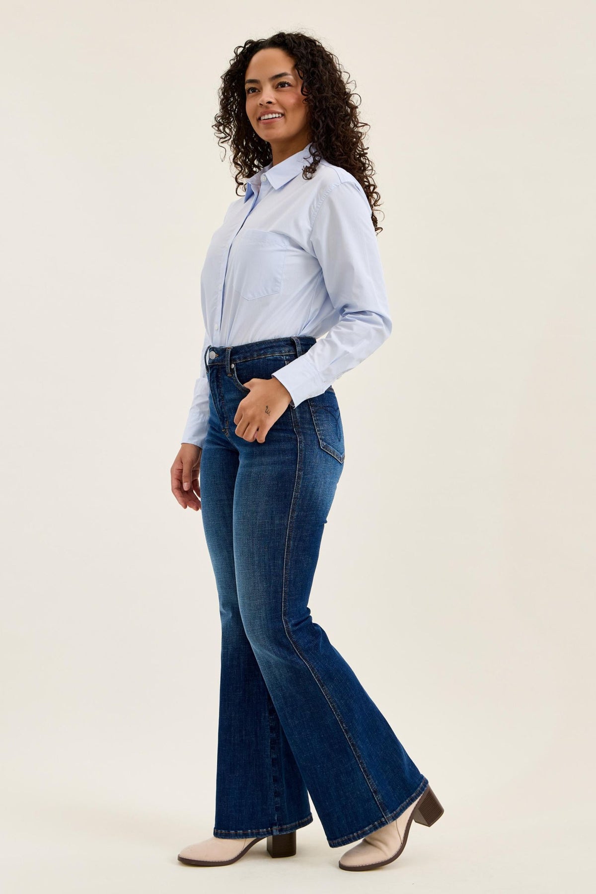 Judy Blue High Waist Tummy Control Charlotte Flare - Modern Dark Indigo 33" Inseam