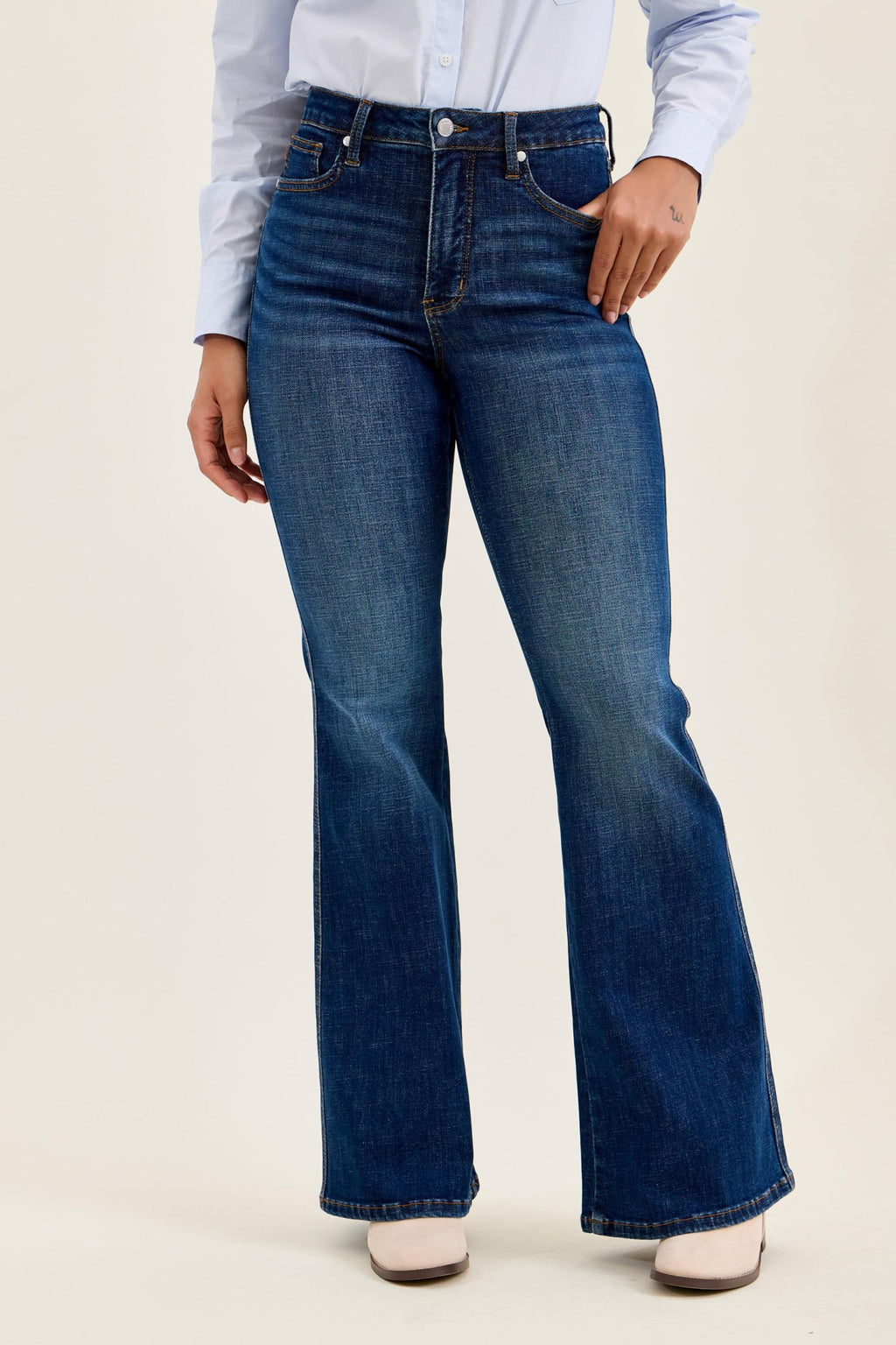 Judy Blue High Waist Tummy Control Charlotte Flare - Modern Dark Indigo 33" Inseam