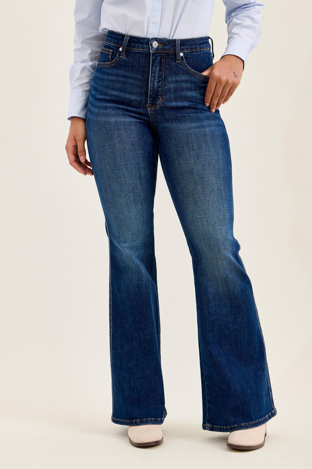 Judy Blue High Waist Tummy Control Charlotte Flare - Modern Dark Indigo 33" Inseam