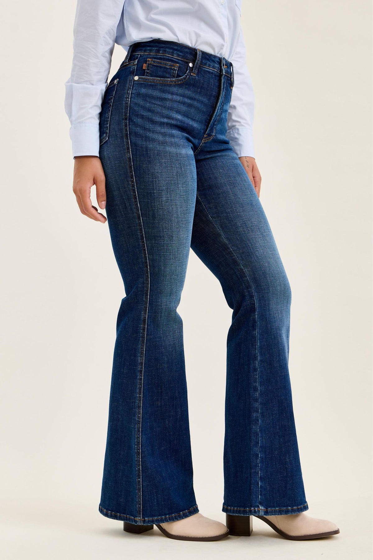Judy Blue High Waist Tummy Control Charlotte Flare - Modern Dark Indigo 33" Inseam