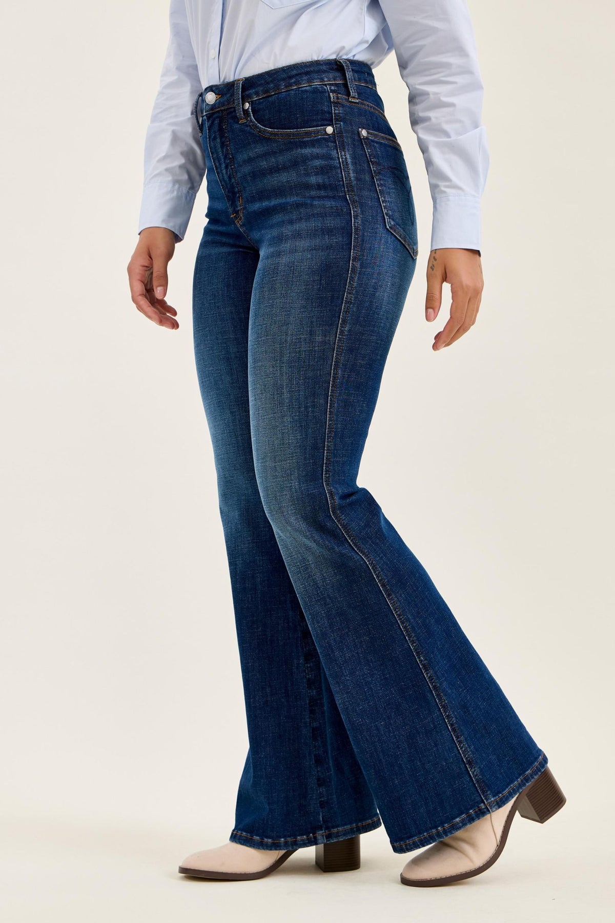 Judy Blue High Waist Tummy Control Charlotte Flare - Modern Dark Indigo 33" Inseam