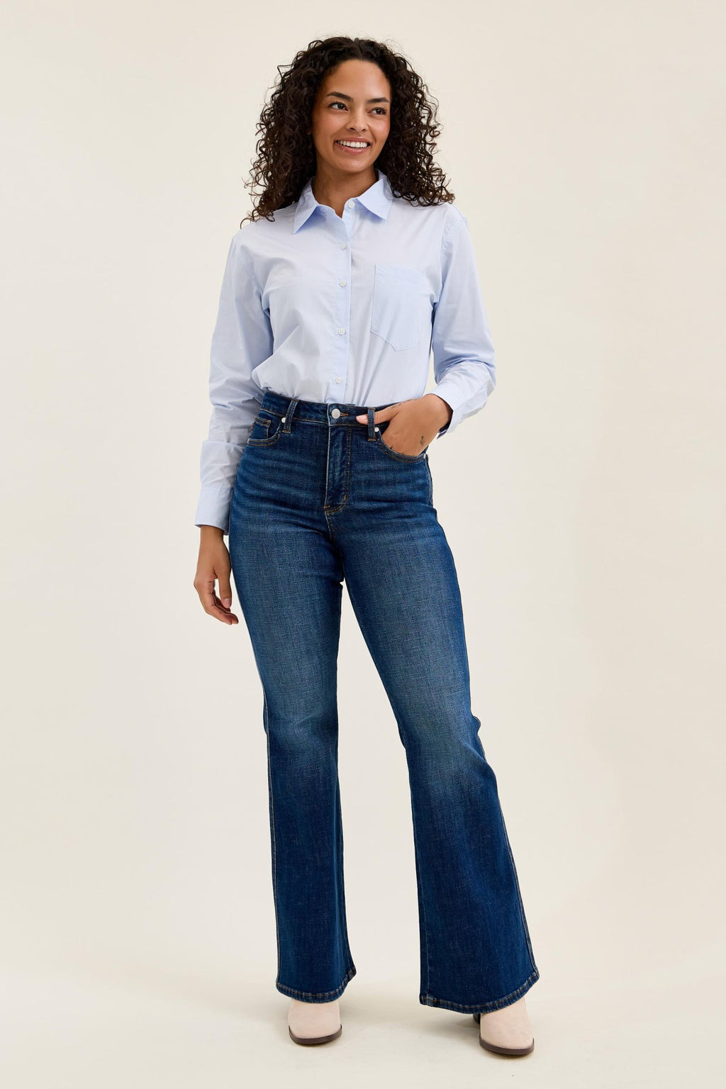 Judy Blue High Waist Tummy Control Charlotte Flare - Modern Dark Indigo 33" Inseam