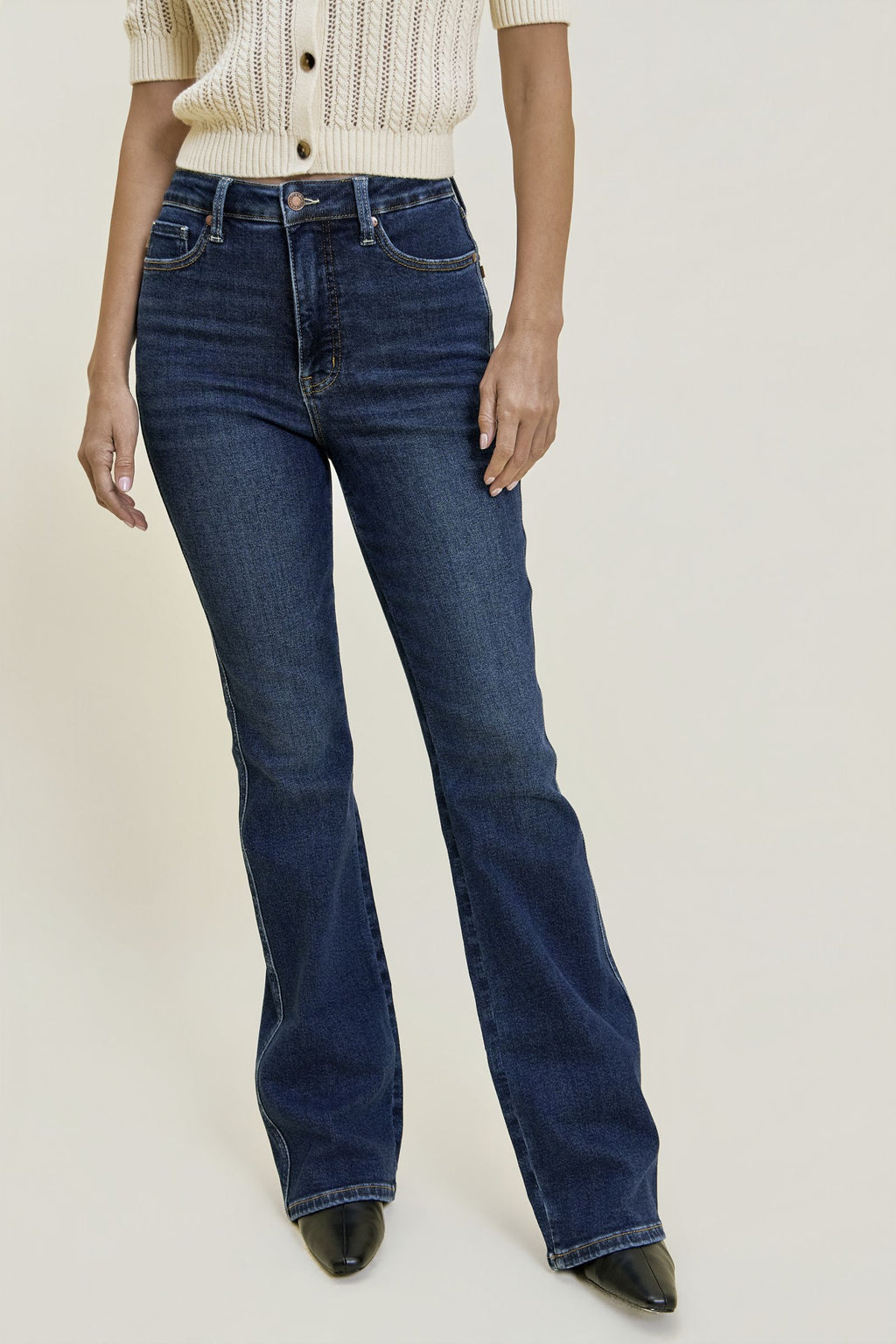 Judy Blue High Waist Tummy Control Daisy Bootcut Jeans – Cosmic Indigo, Inseam 32"