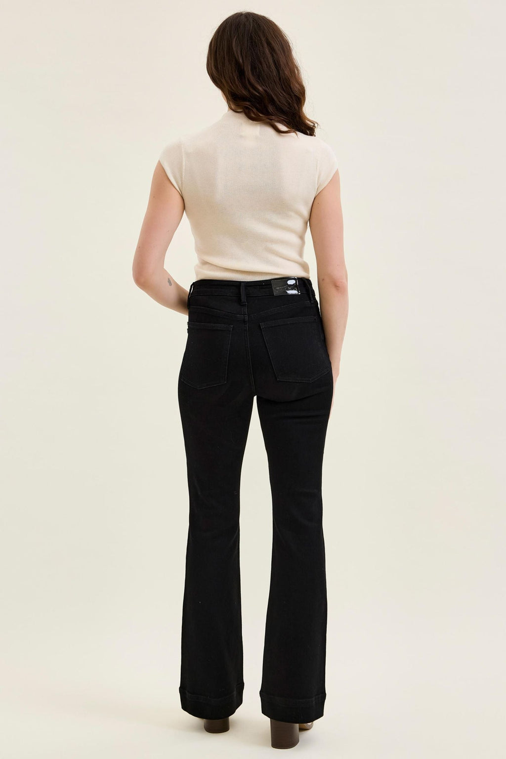 Judy Blue High Waist Tummy Control Daisy BLACK Bootcut Jeans