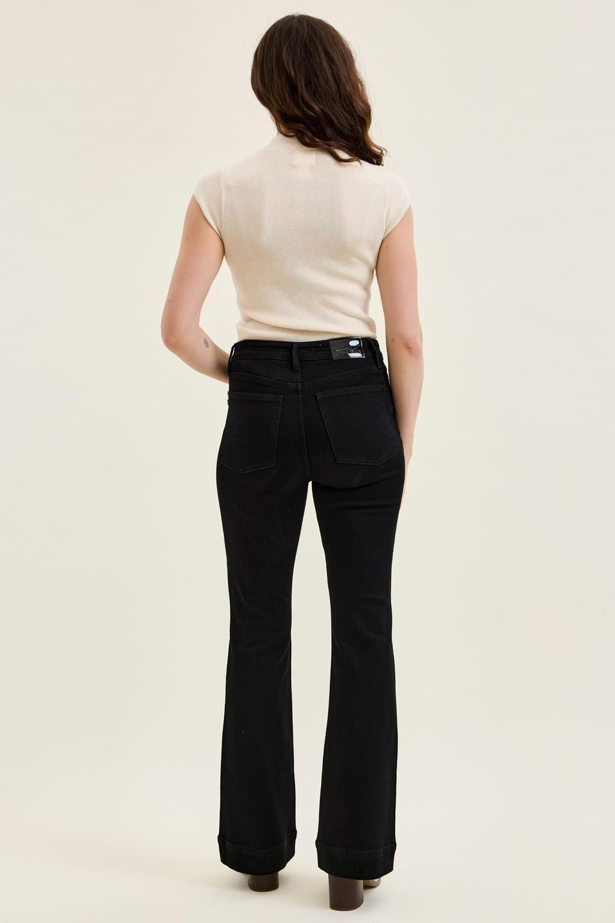 Judy Blue High Waist Tummy Control Daisy BLACK Bootcut Jeans