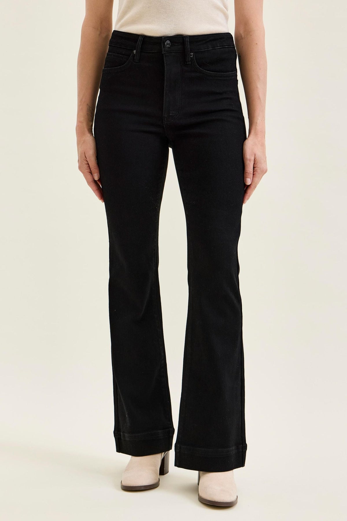 Judy Blue High Waist Tummy Control Daisy BLACK Bootcut Jeans