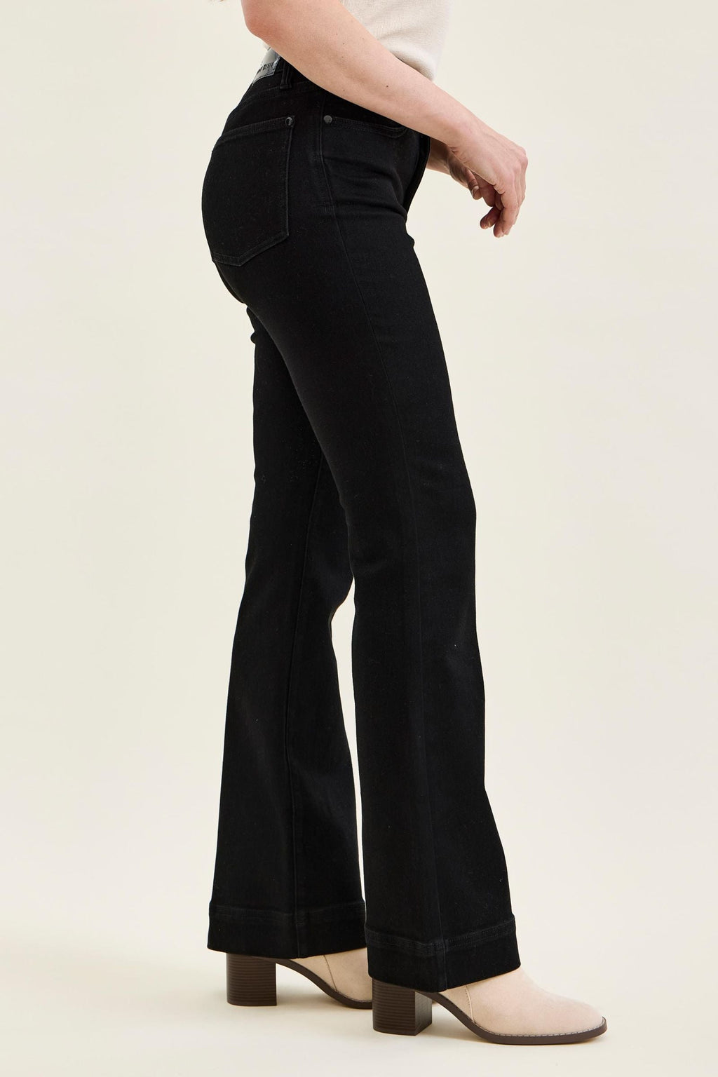 Judy Blue High Waist Tummy Control Daisy BLACK Bootcut Jeans