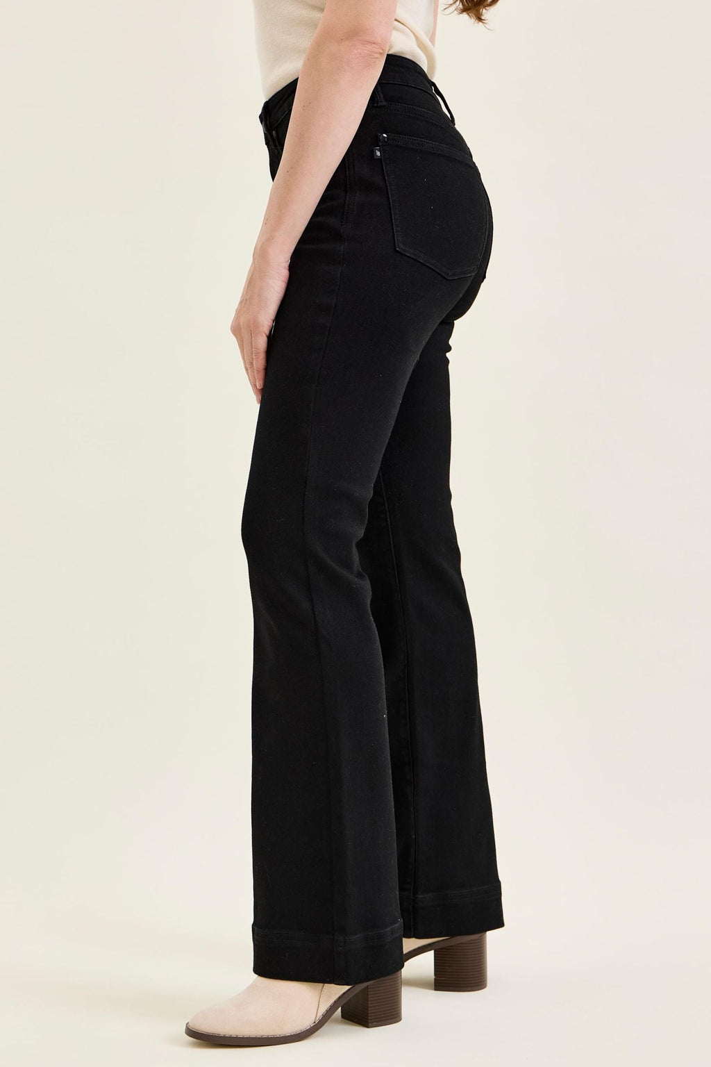Judy Blue High Waist Tummy Control Daisy BLACK Bootcut Jeans