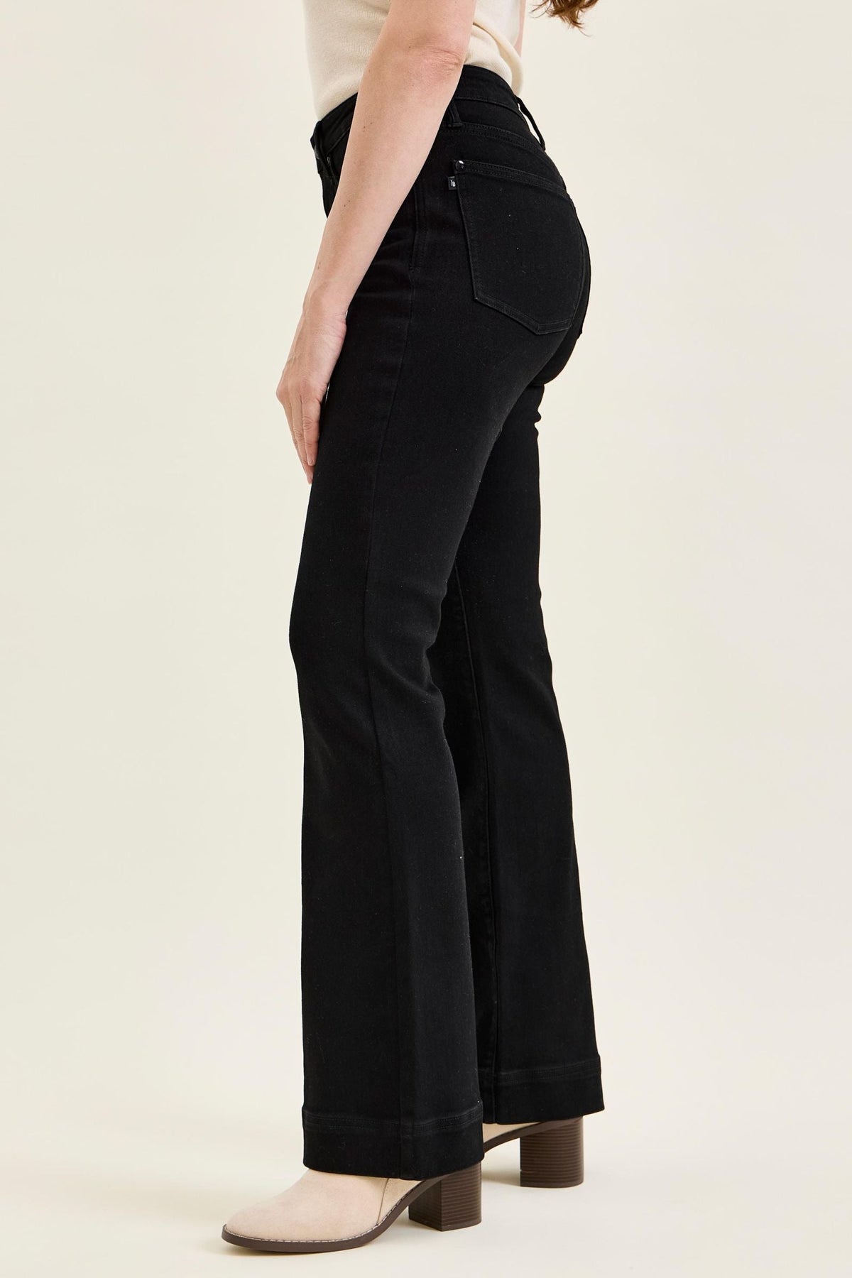 Judy Blue High Waist Tummy Control Daisy BLACK Bootcut Jeans