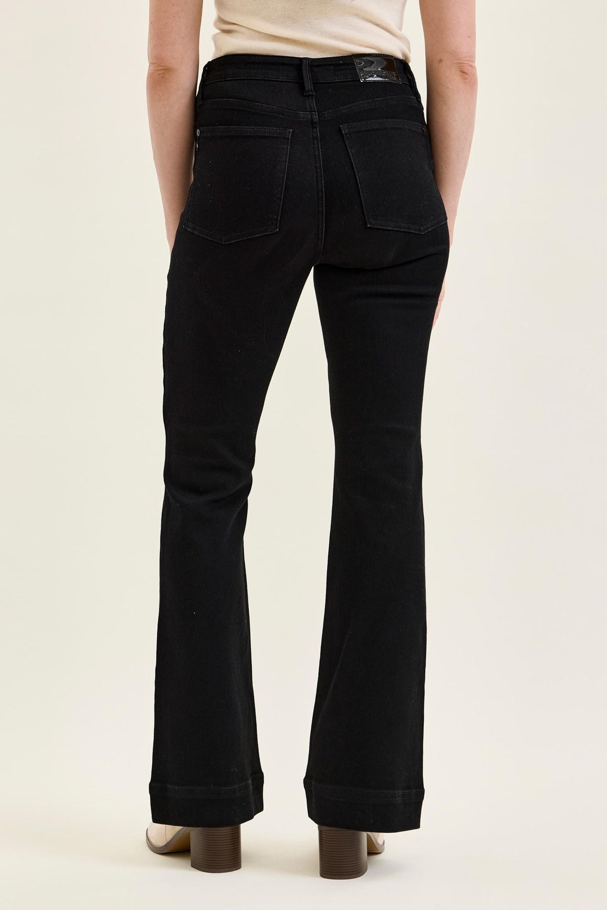 Judy Blue High Waist Tummy Control Daisy BLACK Bootcut Jeans
