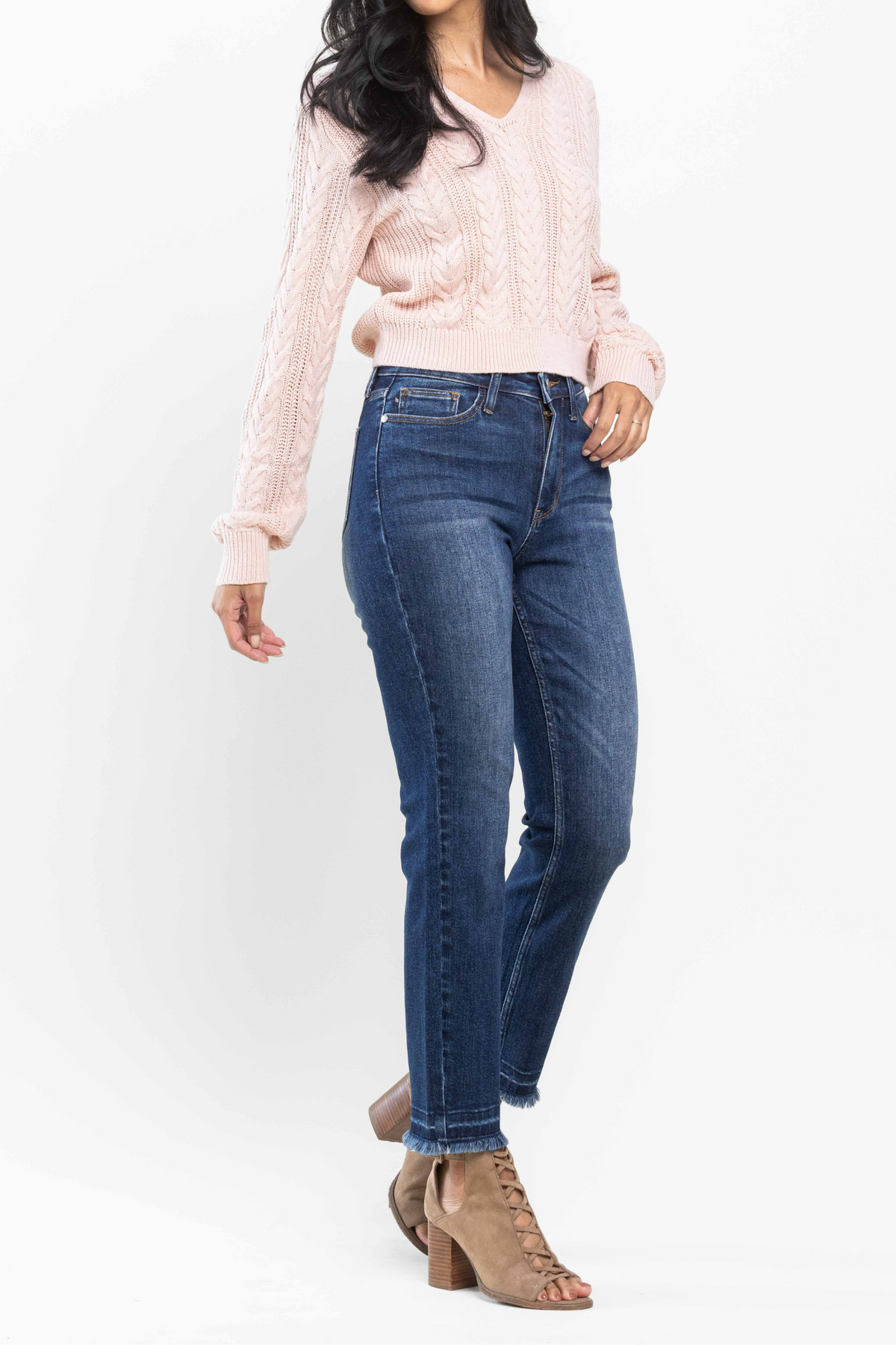 Judy Blue High Waist Release Hem Slim Cut Jeans