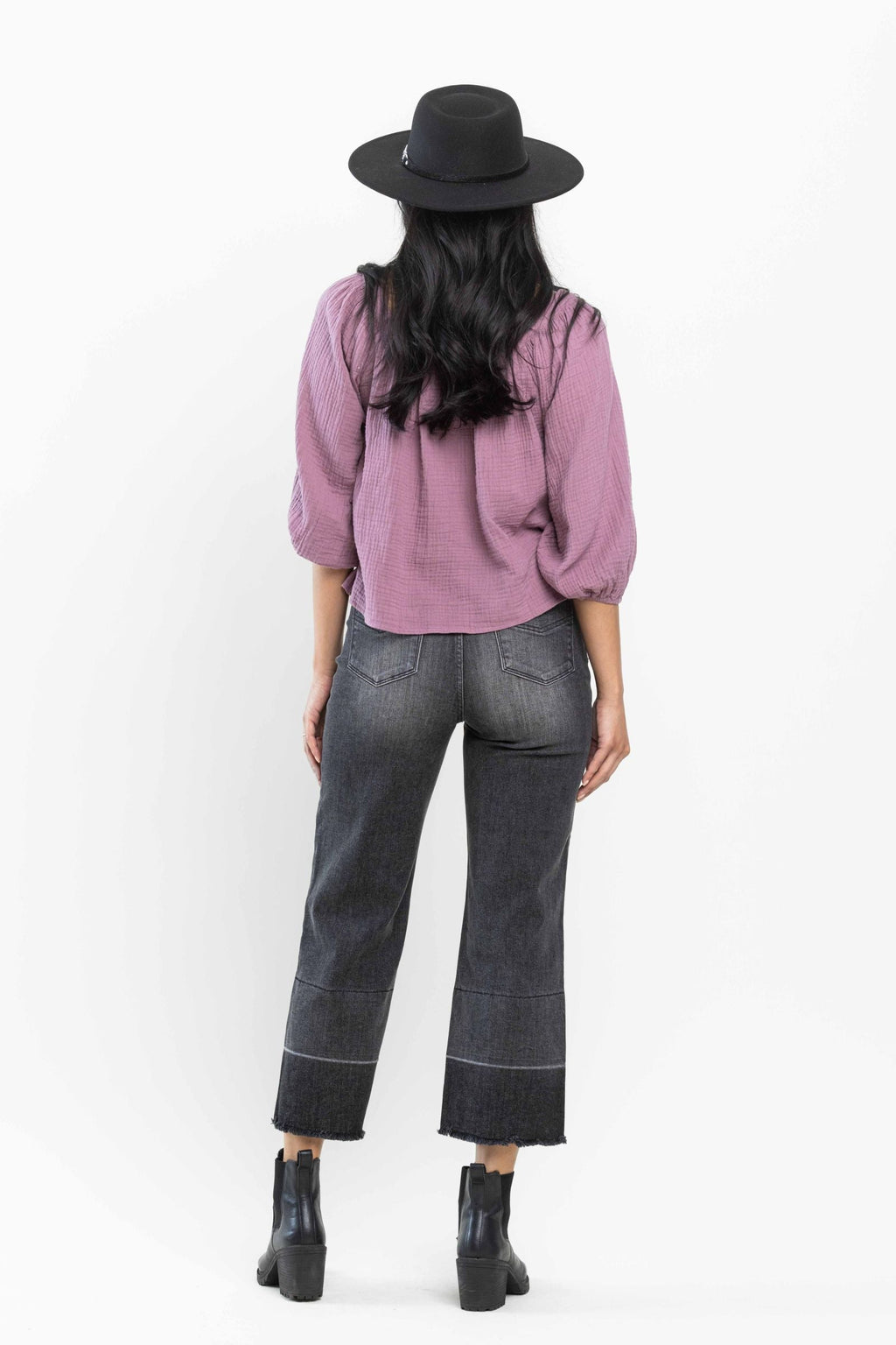Judy Blue Charcoal Grey High Waist Wide Release Hem Crop Wide