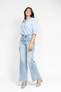 Judy Blue High Waist Light Indigo Retro Side Seam Wide Leg, 32" Inseam