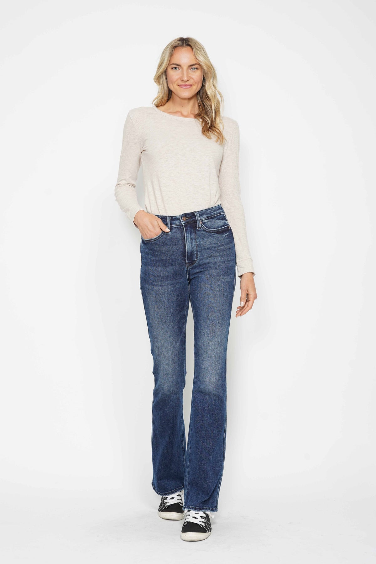 Judy Blue High Waist Dark Wash Tummy Control Embroidered Bootcut