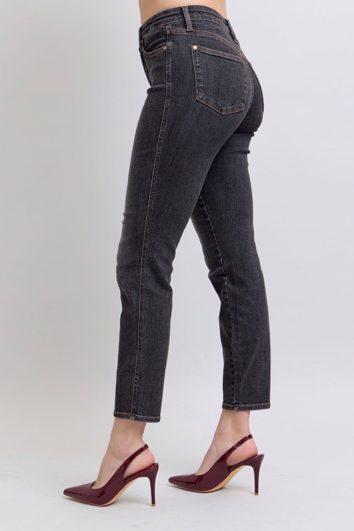 Judy Blue Mid Rise Black Tummy Control Slim Jeans