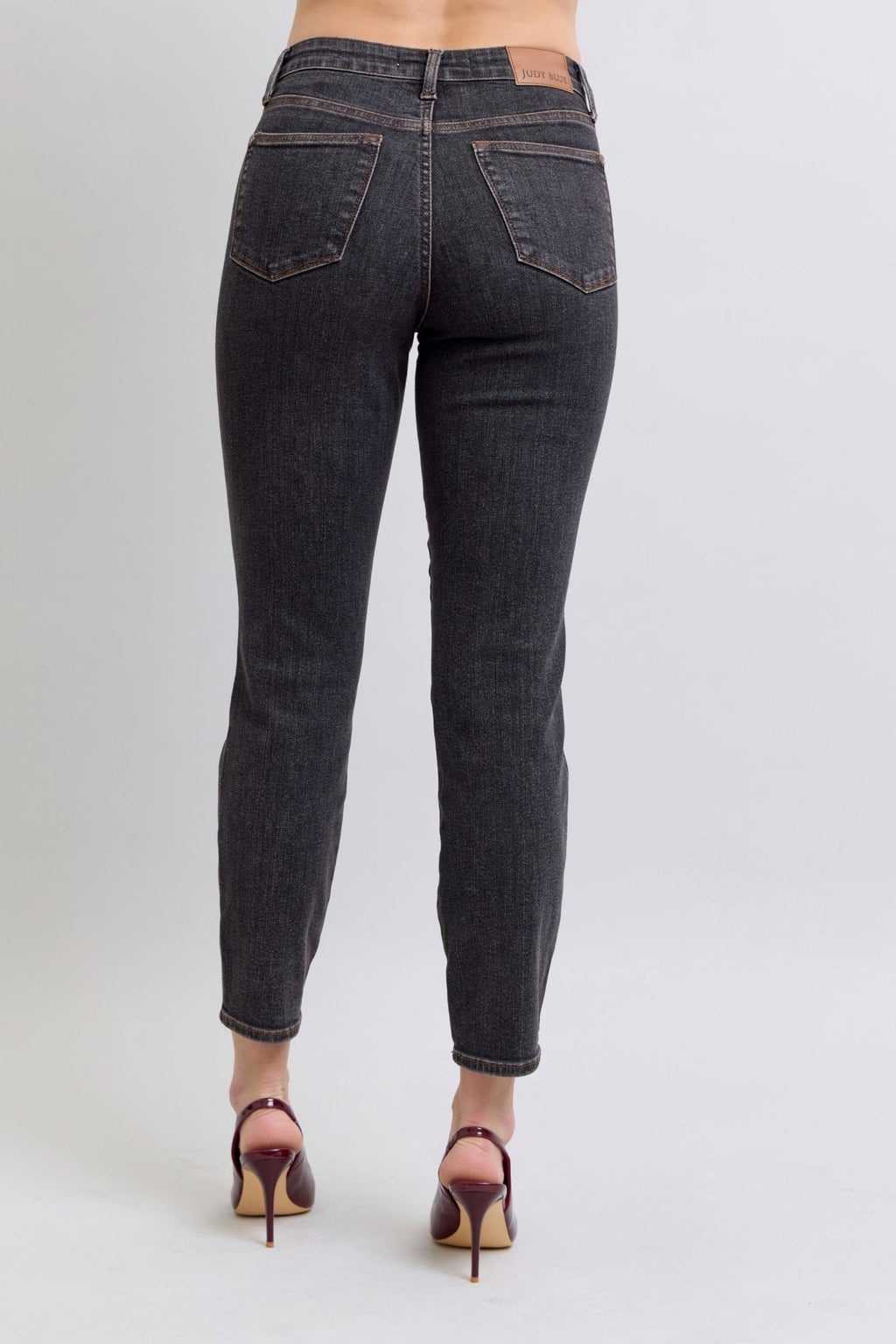Judy Blue Mid Rise Black Tummy Control Slim Jeans
