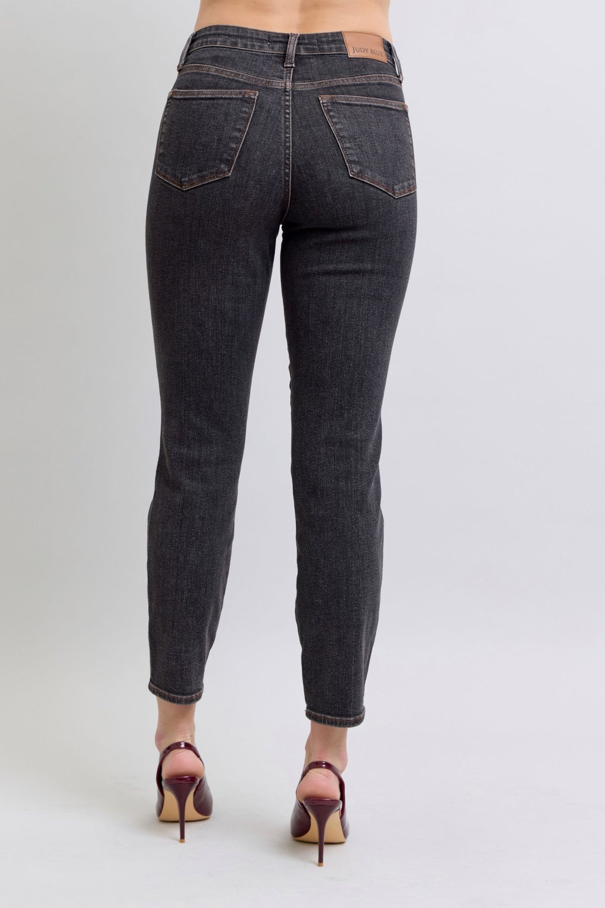 Judy Blue Mid Rise Black Tummy Control Slim Jeans